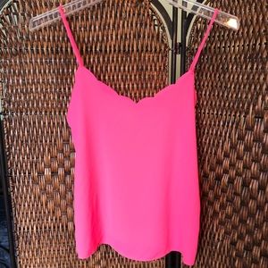 NWOT Neon Pink Scalloped Top